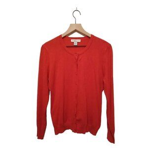 MELROSE Chic Orange Rayon Blend Button Down Long Sleeve Cardigan Sz XL